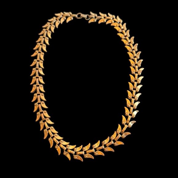 Vintage "Renoir" Copper Linked Collar Choker Bib 18 inches - Picture 1 of 10